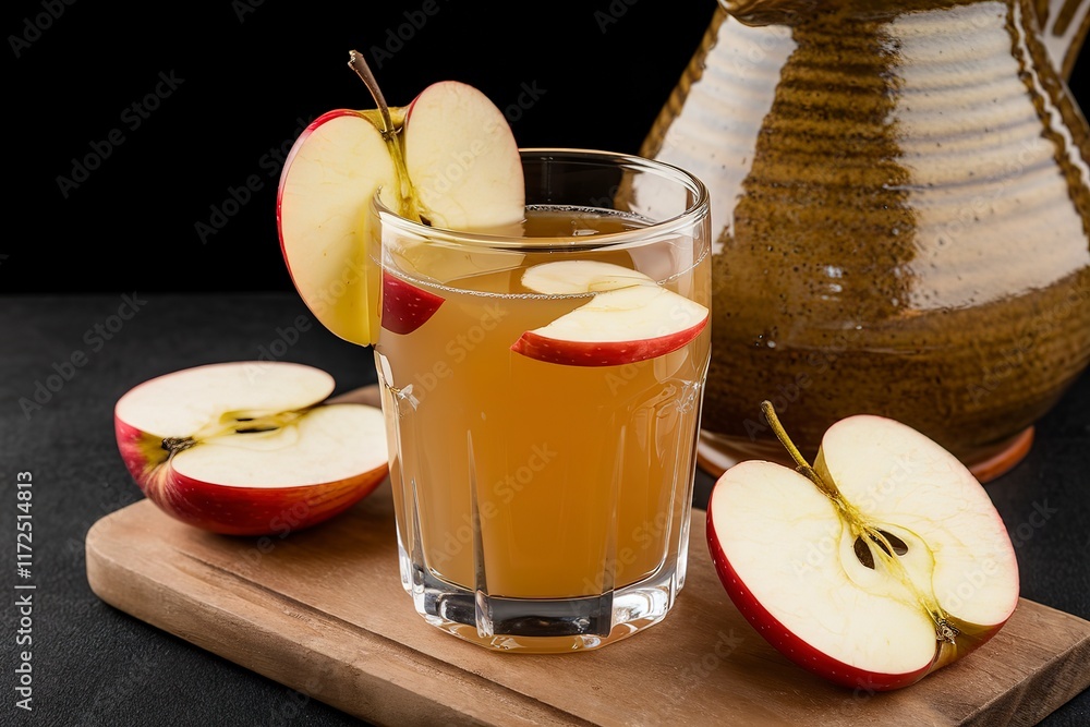 Fototapeta premium apple juice in a glass and jug