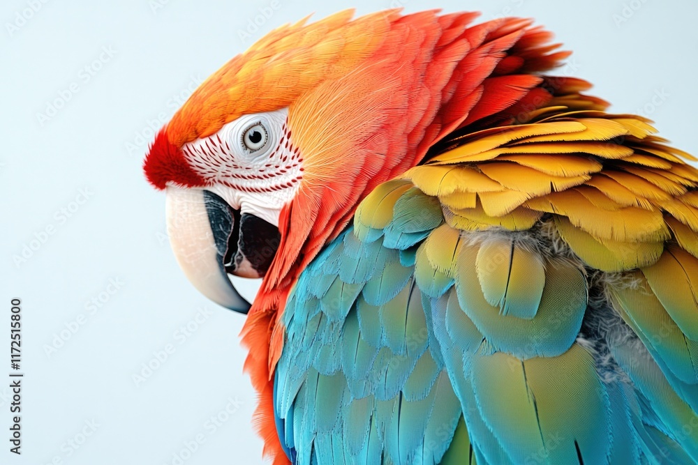 Fototapeta premium Colorful parrot showcasing vibrant feathers and intricate detail