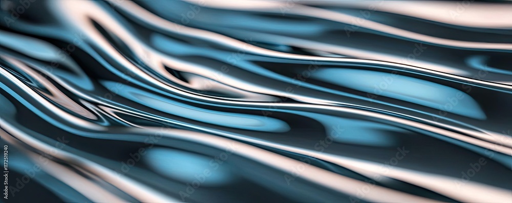 Metallic abstract background idea. Abstract wavy textures in blue and silver tones creating a smooth visual flow. Metallic abstract background idea. Abstract wavy textures in blue and silver tones creating a smooth visual flow.