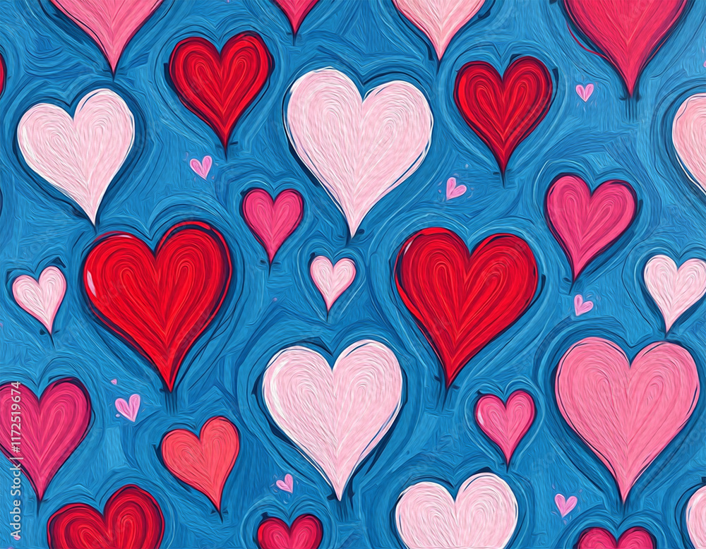 Valentine's Day card design. Illustration with oil paint. Pattern for printing on wall decorations, covers, wallpapers Valentine's Day card design. Illustration with oil paint. Pattern for printing on wall decorations, covers, wallpapers