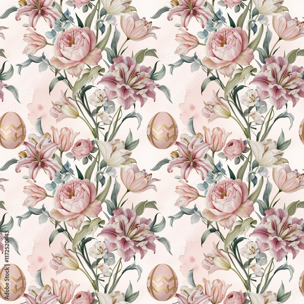 custom made wallpaper toronto digitalElegant Floral Easter Eggs Seamless pattern in vintage style