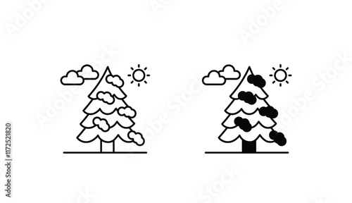 Snow Forest icon design with white background stock illustration