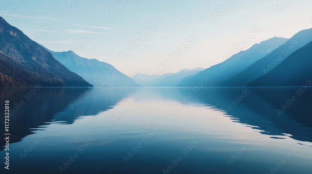 Serene Mountain Lake Reflecting Vast Sky - Tranquil Scenic Nature Landscape Serene Mountain Lake Reflecting Vast Sky - Tranquil Scenic Nature Landscape