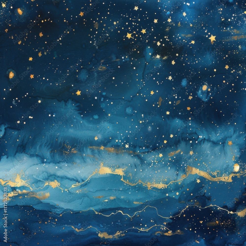 Fototapeta premium Night Sky with Stars and Swirling Blue Background