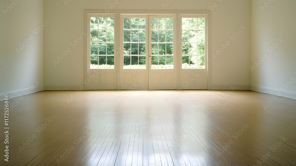 Fototapeta premium Empty Room with French Doors Illustration
