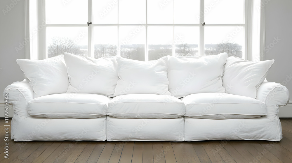 Fototapeta premium White Sofa Illustration, Cozy Living Room
