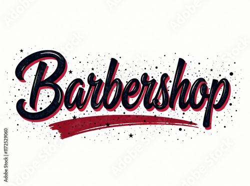 Barbershop word colorful lettering graffiti art concept on plain white background