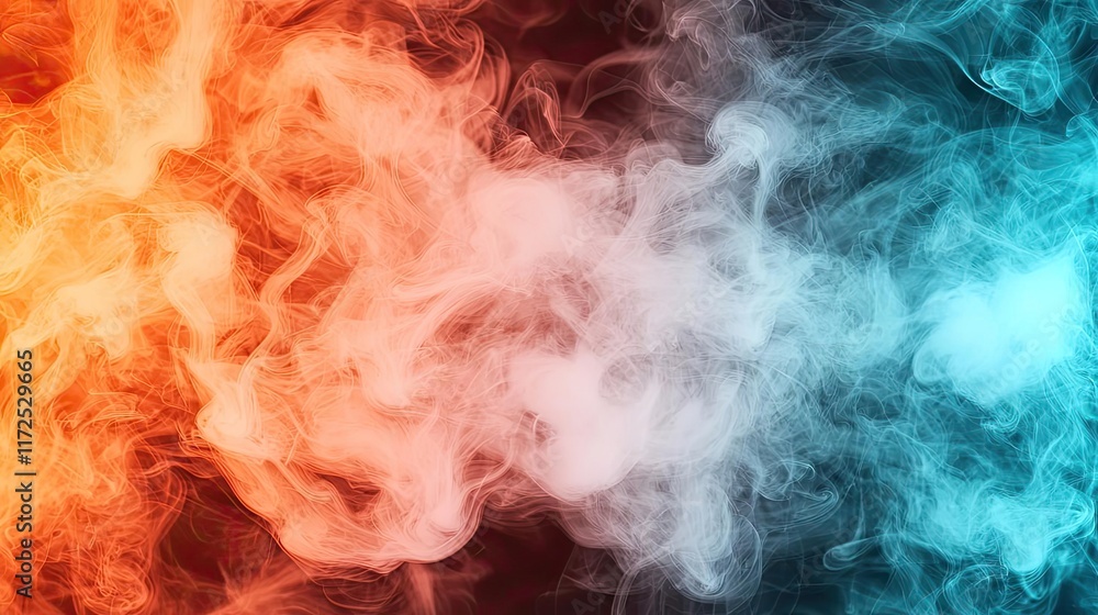 Smoke abstract background concept. Vibrant smoke swirls in orange and blue colors creating an abstract visual effect. Smoke abstract background concept. Vibrant smoke swirls in orange and blue colors creating an abstract visual effect.