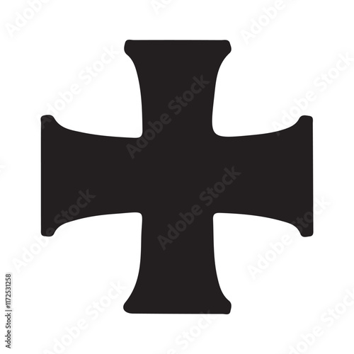 Teutonic cross silhouette icon vector on white background 
