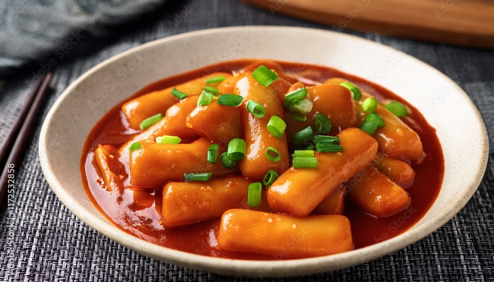 Korean spicy dish tteokbokki, rice cakes Korean spicy dish tteokbokki, rice cakes