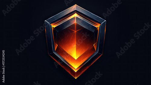 Glowing crystal shield icon on dark background for game UI/badge