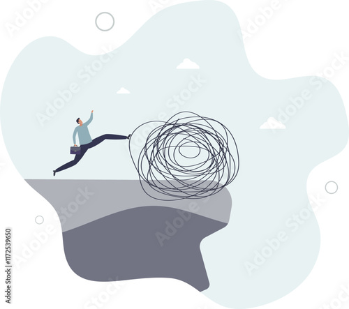 Depression and anxiety caused by stress and pressure, relaxation help relieve stress, overcome frustration, reduce tension and make peaceful life.flat characters.