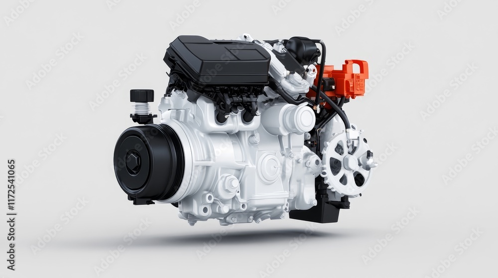 High-Quality Engine Model Rendered in 3D isolated on a Light Background, Featuring Detailed Components and Design Elements for Automotive and Industrial Use High-Quality Engine Model Rendered in 3D isolated on a Light Background, Featuring Detailed Components and Design Elements for Automotive and Industrial Use