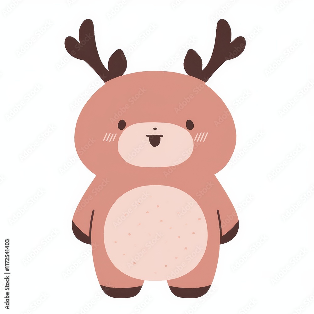 A cute, cartoonish reindeer character with a blushy face and antlers, designed in soft, pastel colors. A cute, cartoonish reindeer character with a blushy face and antlers, designed in soft, pastel colors.