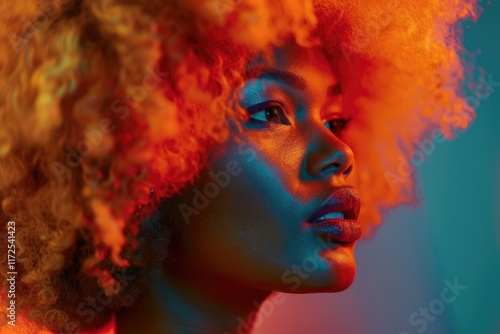 Cropped photo of young attractive afro girl in blonde wig