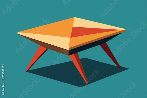 A stylish, geometric coffee table with bold colors and sharp angles adds charm to any modern space, A minimalist coffee table with a geometric shape and a single bold accent color
