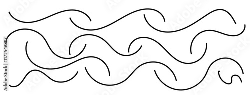 Abstract wavy thin line. Squiggle elements banner. Pattern with scribble, wiggle and undulate. Wavy and swirled brush strokes with rough edges. hand drawn scribbles. Vector illustration 