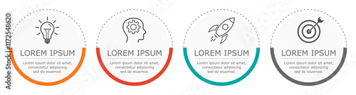 usiness infographic Vector with 4 steps. Used for information,data,style,chart,graph,sign,icon, project,strategy,technology,learn,brainstorm,creative,growth,stairs,success, idea,text,web,report,work.