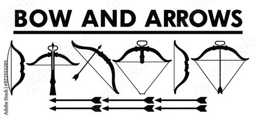 Bow And Arrow Silhouette  Vector with white background 