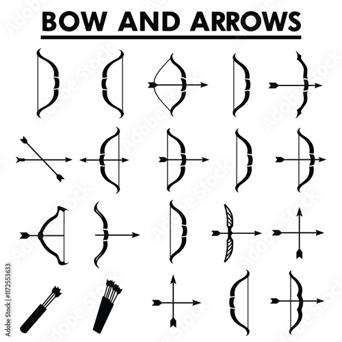 Bow And Arrow Silhouette  Vector with white background 