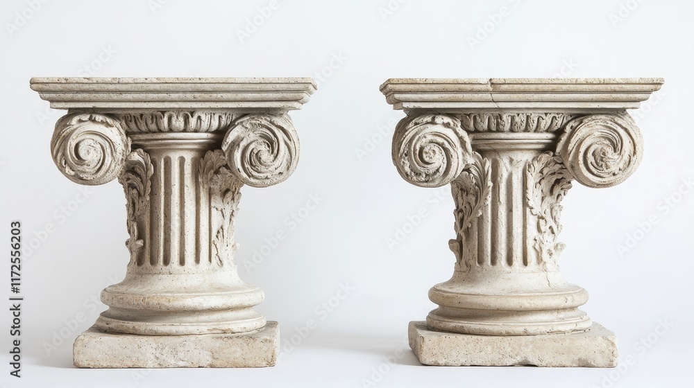 Fototapeta premium Classic Ionic Roman Pillars with Smooth Shaft Design