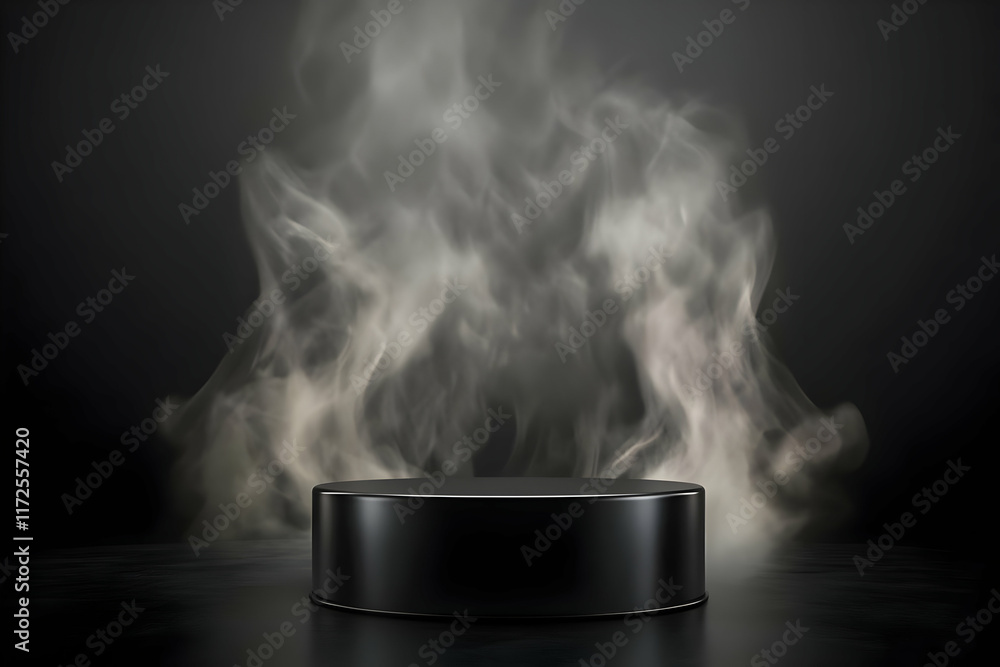 Black Cylinder 3D Render with Smoke Black Cylinder 3D Render with Smoke