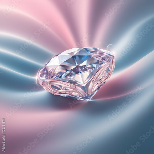 Rbg gradient glowing shiny jewelery diamond solitaire ai genrative photo