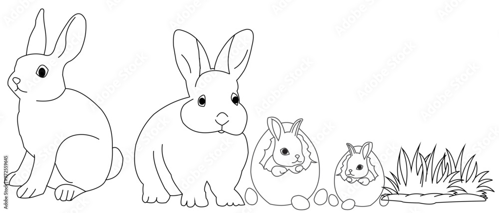 Naklejka premium easter bunny with easter eggs