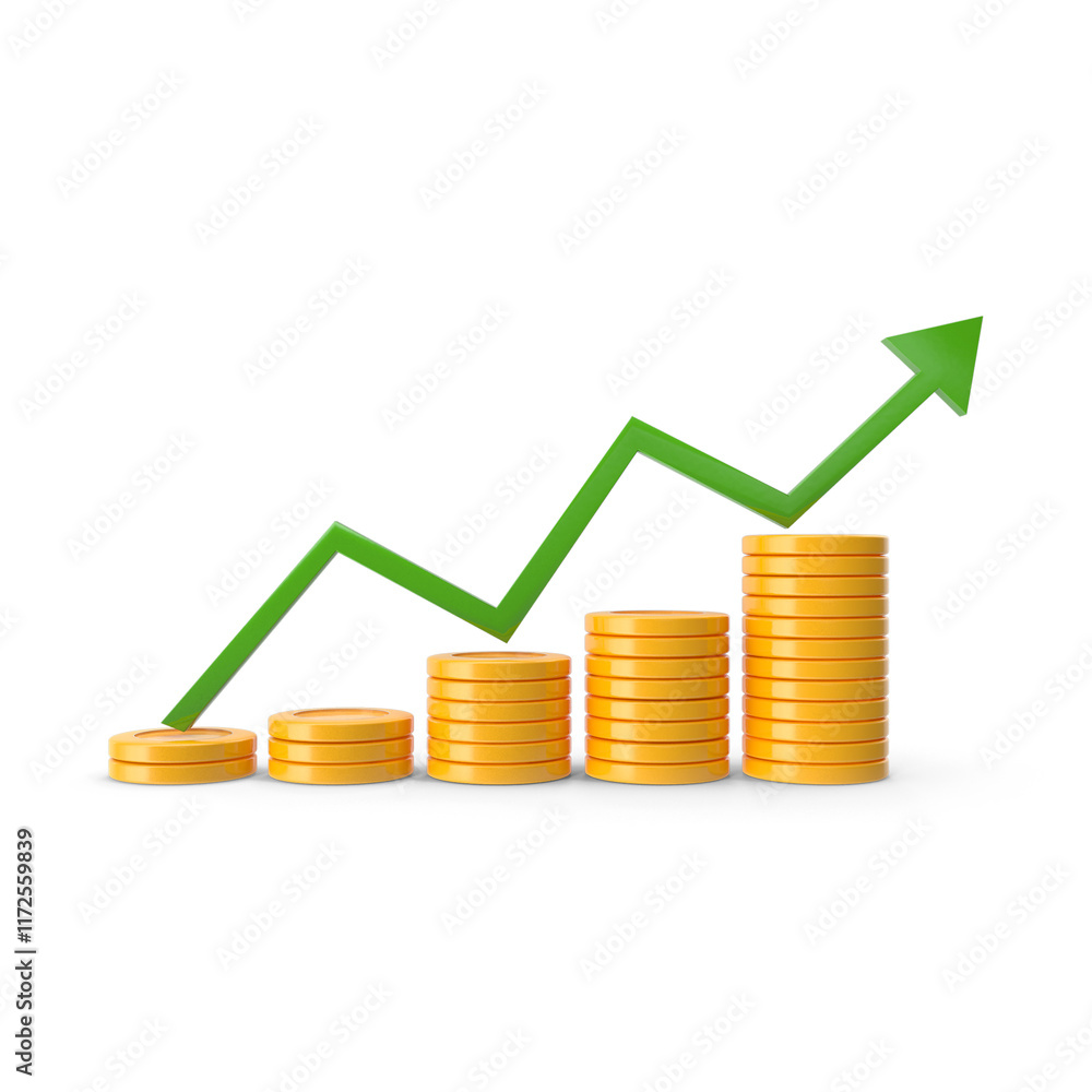 Cartoon Gold Coin Growing Savings Cartoon Gold Coin Growing Savings