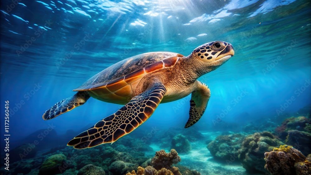 Fototapeta premium Hawksbill Sea Turtle in Indian Ocean