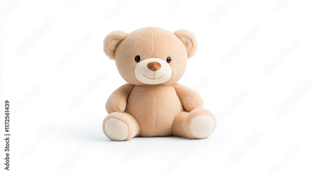 Soft and Cuddly Beige Teddy Bear Sitting Upright on a White Background Perfect for Children's Room Decor or Gifts Soft and Cuddly Beige Teddy Bear Sitting Upright on a White Background Perfect for Children's Room Decor or Gifts