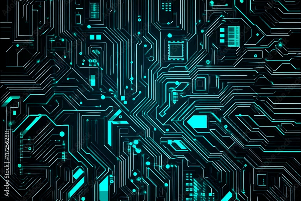 Abstract close-up of a glowing blue digital circuit board, showcasing intricate connections and technological design on a black background.
Abstract close-up of a glowing blue digital circuit board, showcasing intricate connections and technological design on a black background.