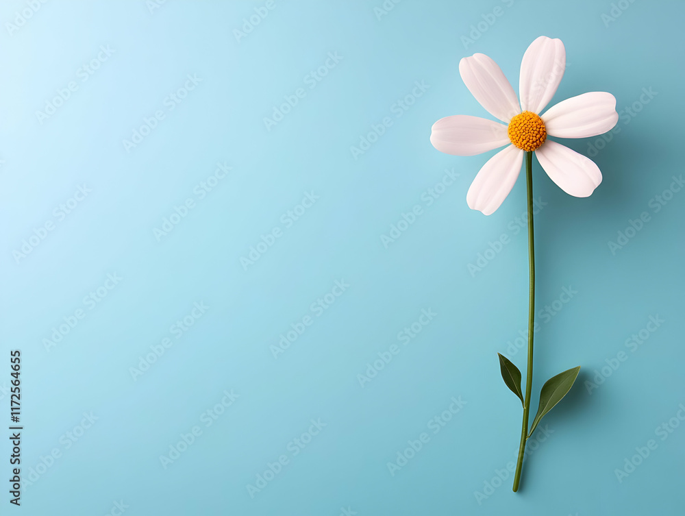 Fototapeta premium White Flower on Blue Background Illustration