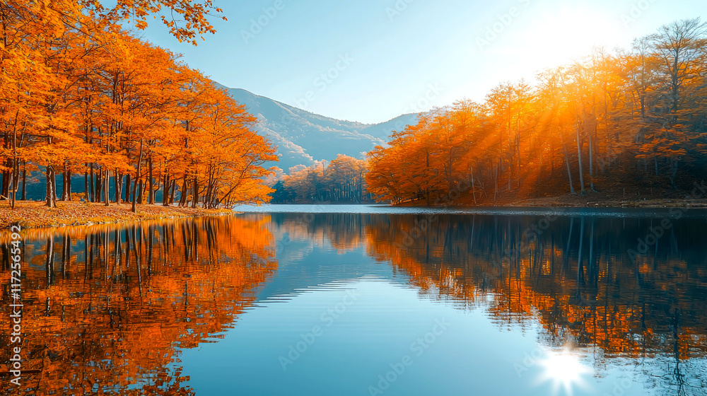 Obraz premium Autumn Lake Reflection