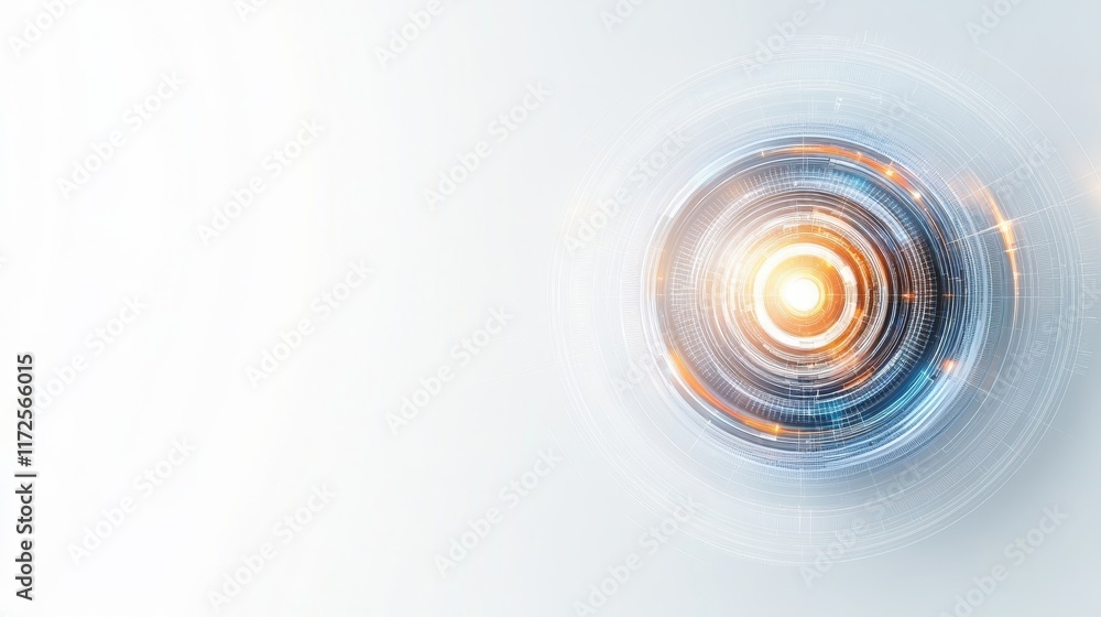 Fototapeta premium Abstract futuristic technology background with glowing circular spiral, light effects, and digital patterns, ideal for innovation and science themes.