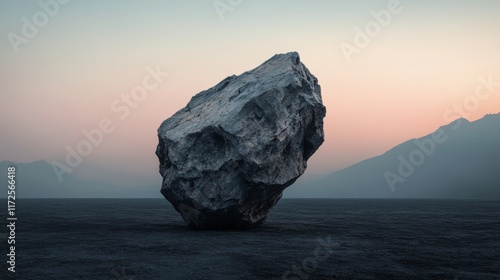 Obraz na płótnie Large grey rock in desert landscape at sunset. w salonie