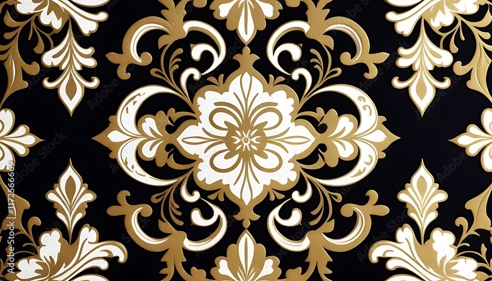 Elegant Gold and White Floral Damask Pattern Elegant Gold and White Floral Damask Pattern