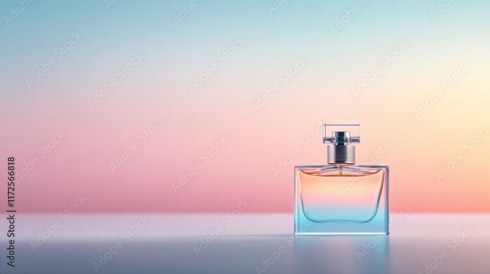 Elegant Glass Perfume Bottle with Soft Gradient Background Showcasing Beauty and Fragrance, Ideal for Fashion and Lifestyle Imagery Elegant Glass Perfume Bottle with Soft Gradient Background Showcasing Beauty and Fragrance, Ideal for Fashion and Lifestyle Imagery