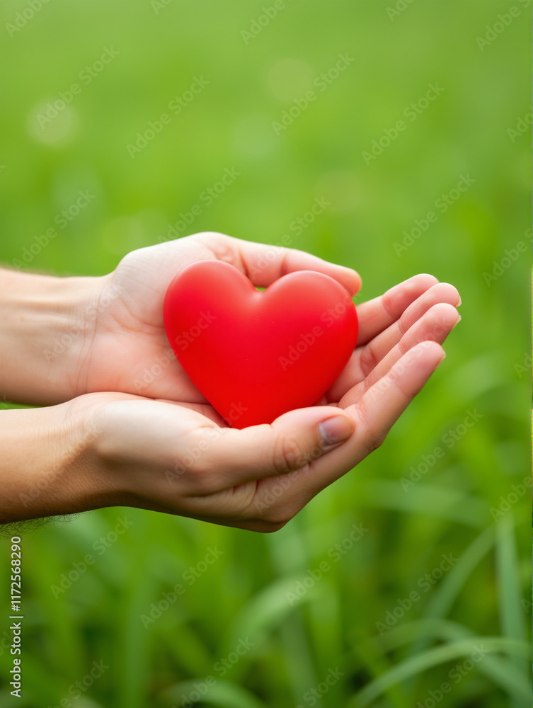 Pair of Hands Holding a Red Heart Symbolizing Love and Affection Pair of Hands Holding a Red Heart Symbolizing Love and Affection