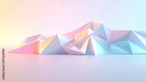 Pastel abstract background idea. Abstract geometric landscape with colorful pastel shades and soft lighting.