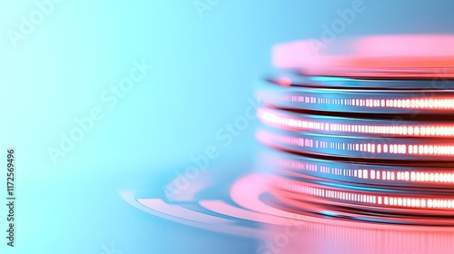 Pastel abstract background idea. Abstract digital design with glowing discs showcasing modern technology concepts.