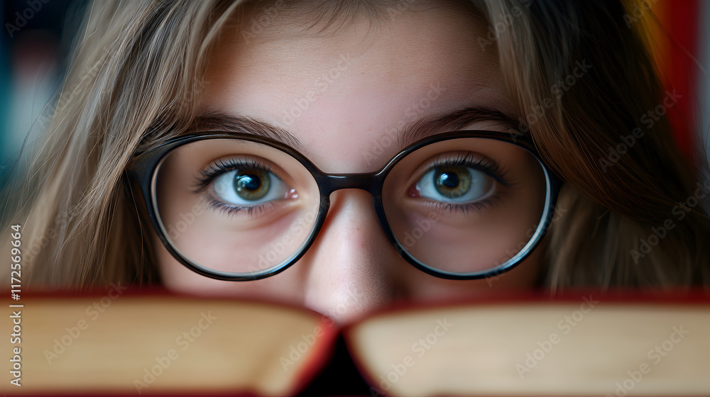 Young Caucasian student wearing glasses, reading intently with focused expression, embodying academic passion and intellectual curiosity Young Caucasian student wearing glasses, reading intently with focused expression, embodying academic passion and intellectual curiosity