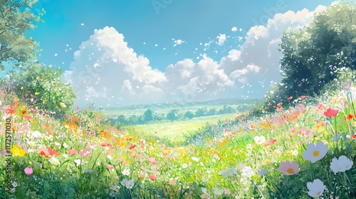 beautiful meadow field, fresh grass