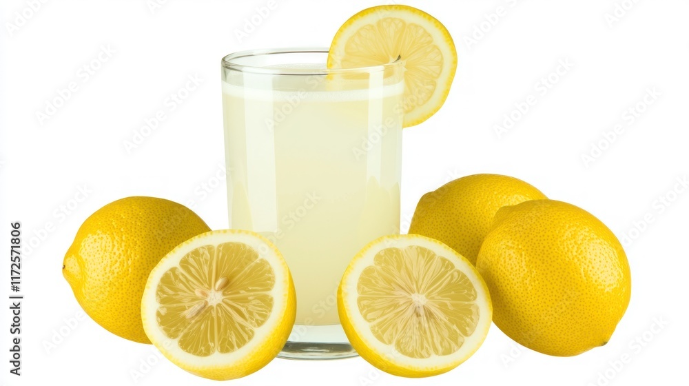 A refreshing glass of lemonade with fresh lemons. A refreshing glass of lemonade with fresh lemons.