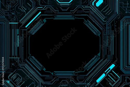 Abstract close-up of a glowing blue digital circuit board, showcasing intricate connections and technological design on a black background.
