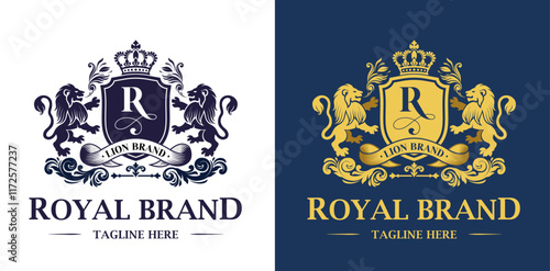 Luxury Lion crest heraldry logo