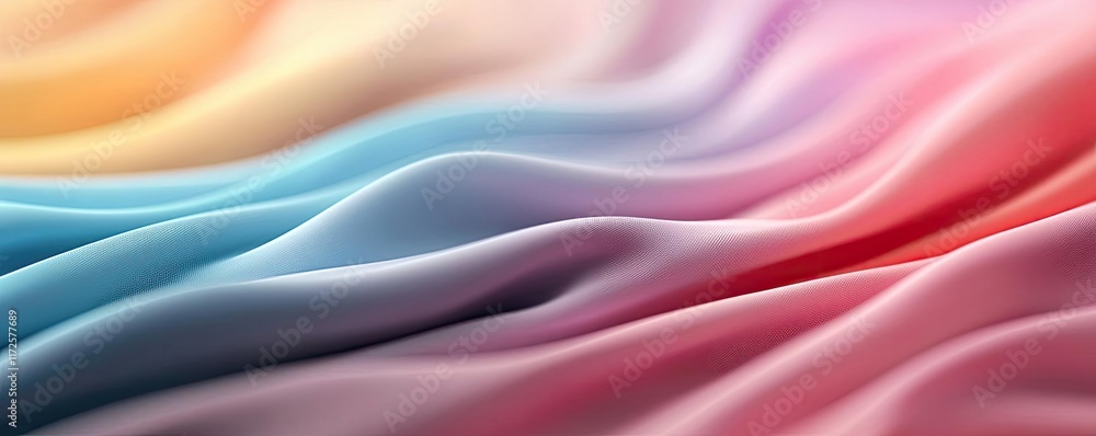 Fototapeta premium Pastel abstract background idea. Soft waves of colorful fabric create a soothing and artistic visual texture.