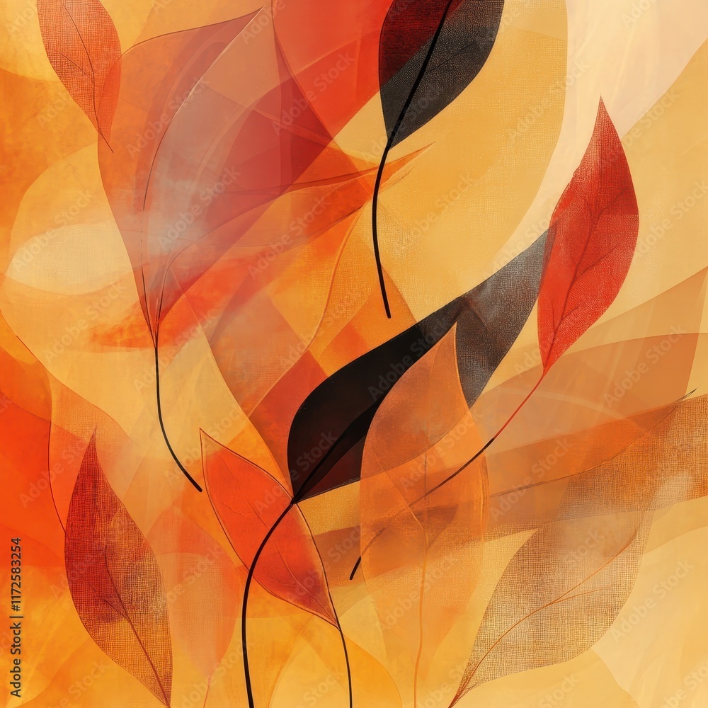Fototapeta premium Abstract Autumn Leaves Orange Hues Design Artwork