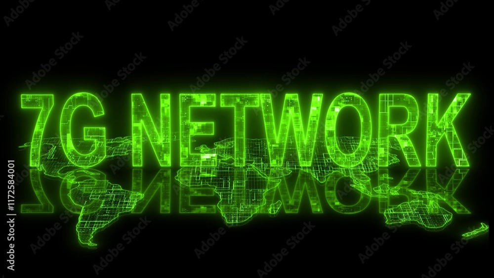3d 7G network text technology earth map glowing green 3d 7G network text technology earth map glowing green