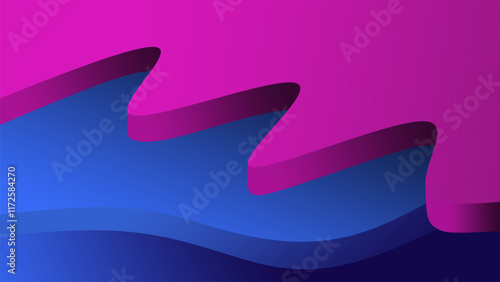 Wave abstract pattern with light. 3d blue pink background with free space for design.